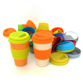 Tasse à café réutilisable en fibre de bambou à emporter écologique personnalisée biodégradable pour aller avec couvercle en bambou